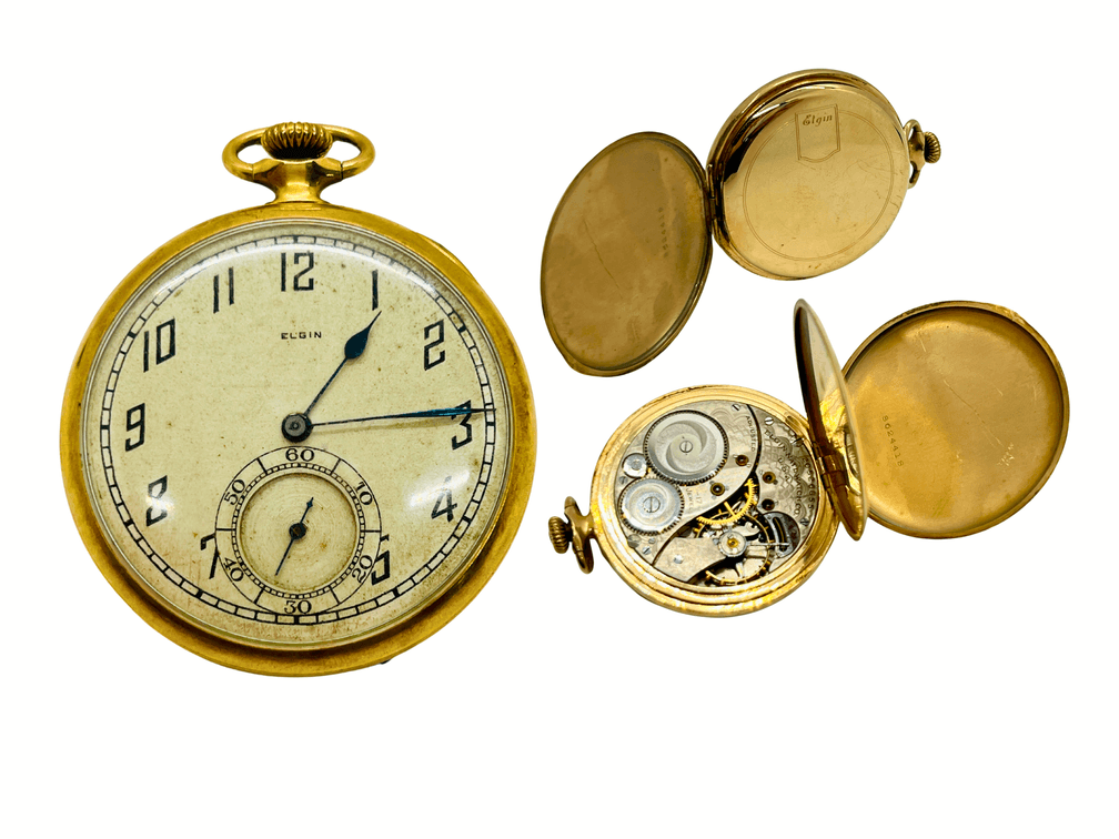 1918 Working Elgin 10k Gold Filled Pocket WatchGrade 384 17 Jewels  Class 114