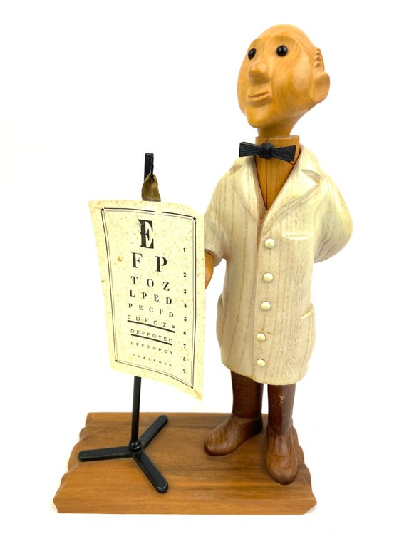 1960's Romer Hand Carved Optometrist / Ophthalmologist Figurine - Italy