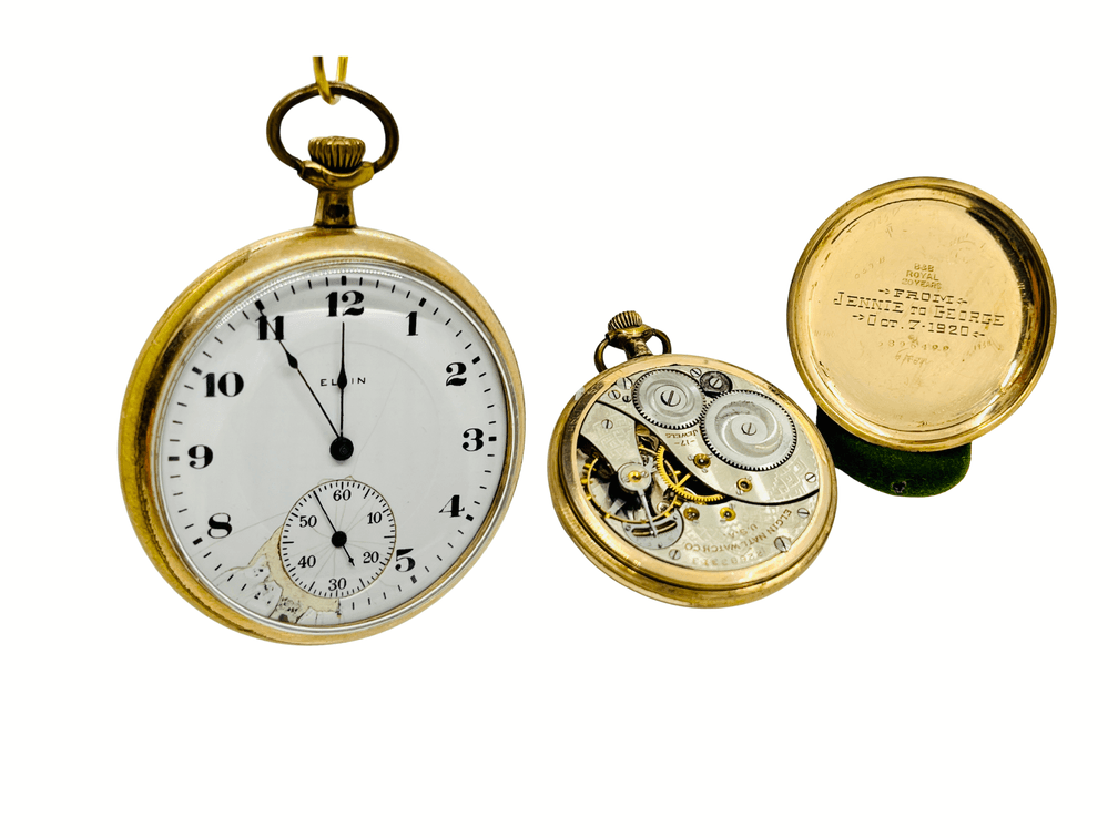  1920 Working Elgin Gold Filled Pocket Watch Grade 345 17 Jewels Class 114