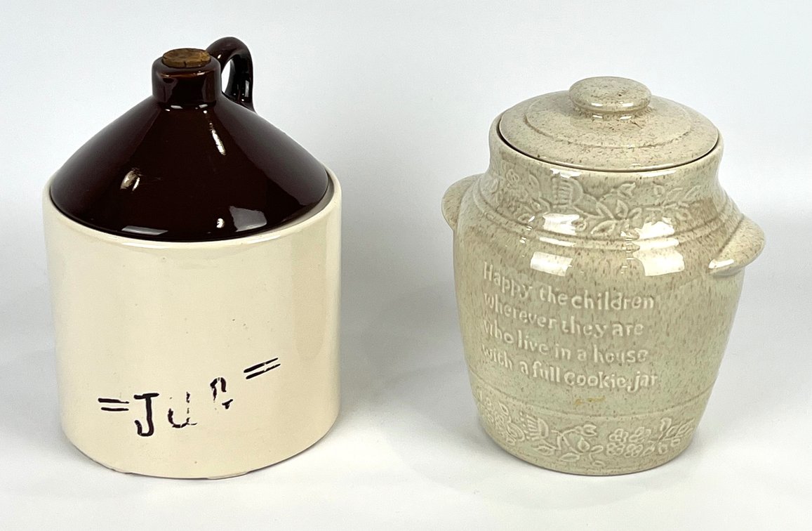 Jug Cookie Jar and Red Wing Happy Children Cookie Jar