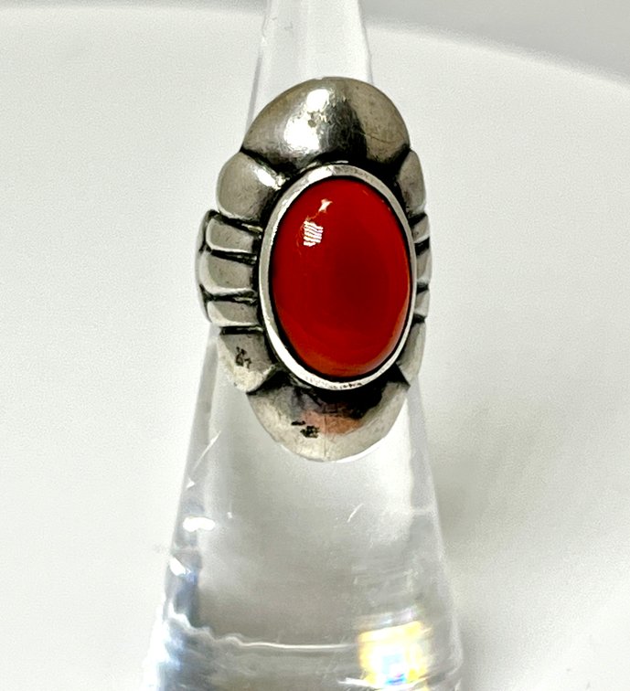 Vintage Sterling & Carnelian Ring - Size 3
