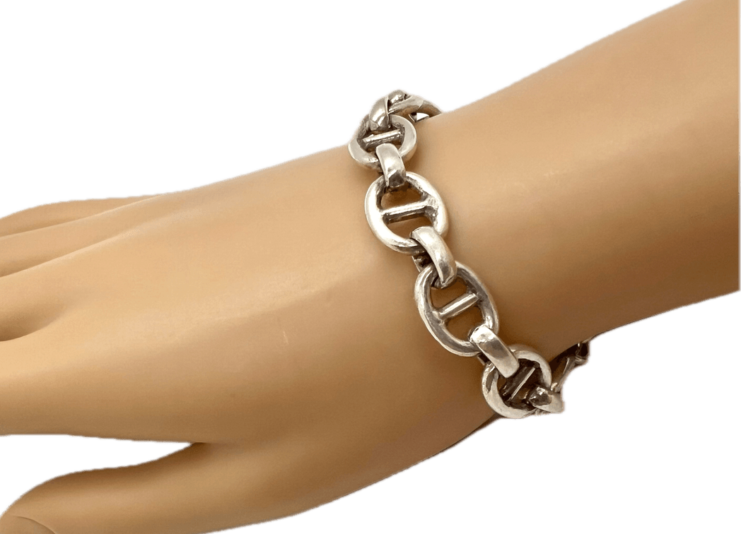 Sterling Silver Thick Divided-Link Bracelet