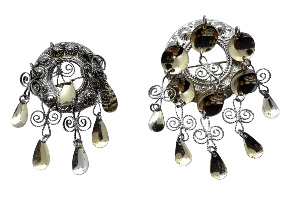 Two Vintage Norwegian Sterling Silver Solje Broochs