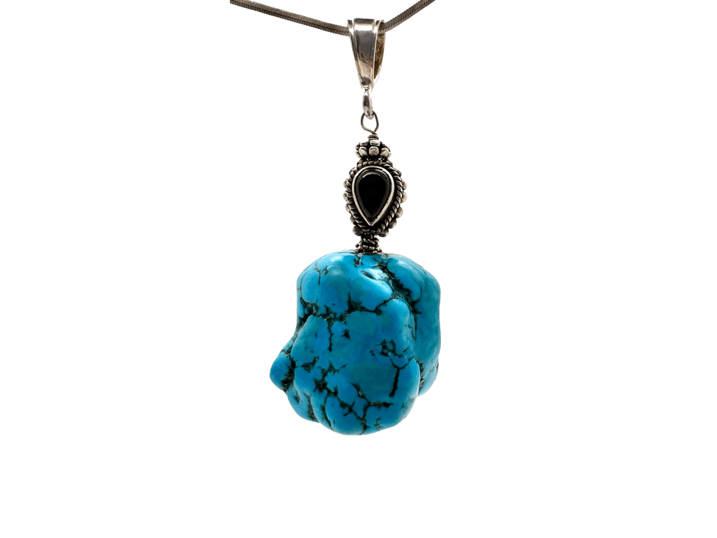 Large Turquoise Pendant with Sterling Silver