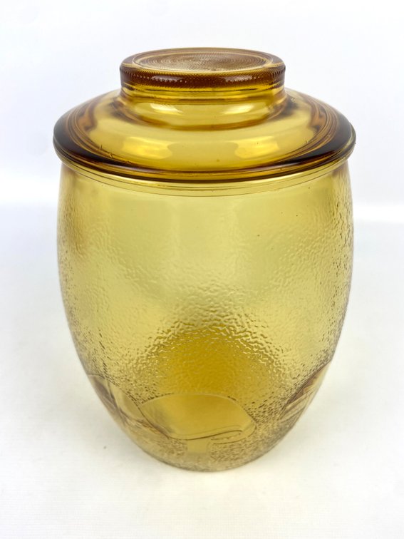 Bartlett Collins Vintage Amber Gold Glass Mushroom Cookie Jar