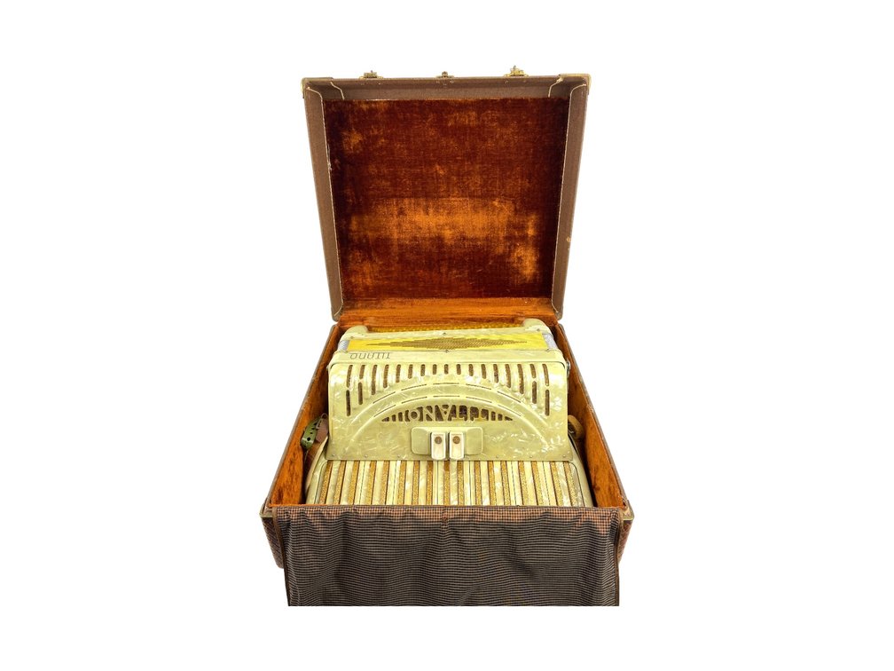 Titano Accordion # 14405 Two Reed White Pearl with Case - Italy
