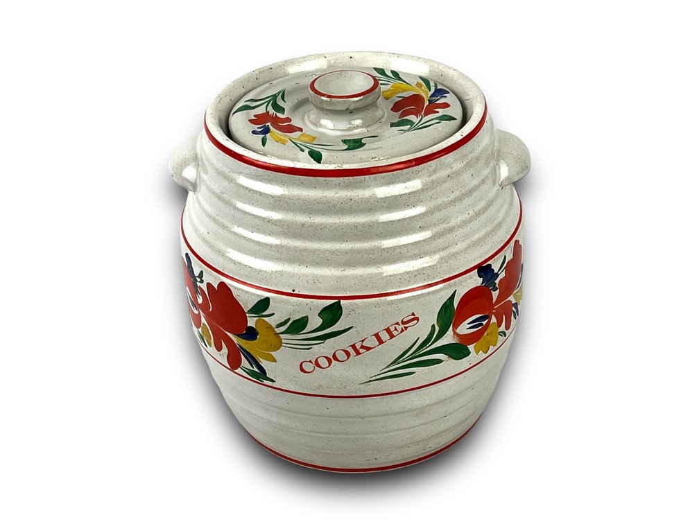 Antique Hand-painted Stoneware Cookie Jar