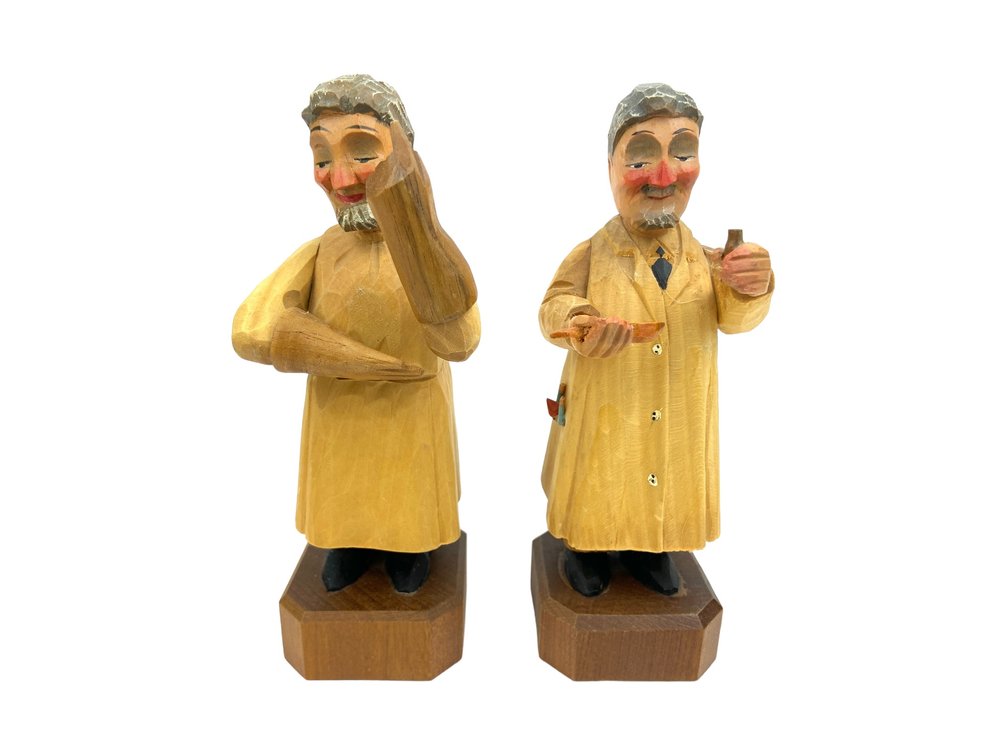 ANRI Hand Carved Wood Physicians - Gynecologist & Pediatrician - Italy