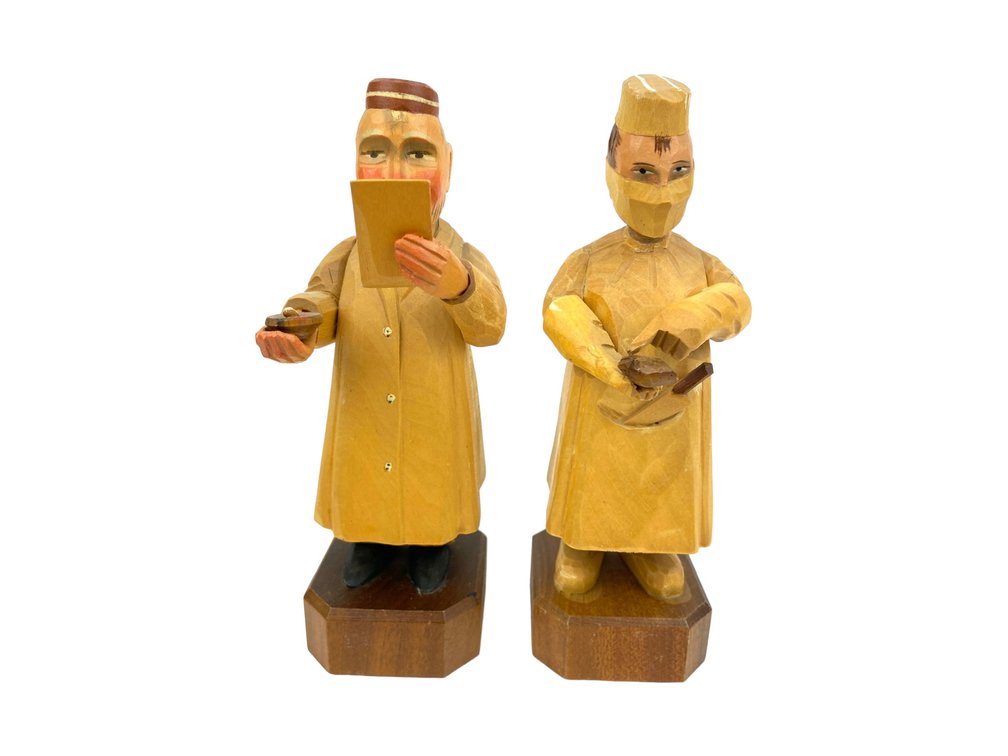 ANRI Hand Carved Wood Physicians - Heart Surgeon & Pharmacist - Italy