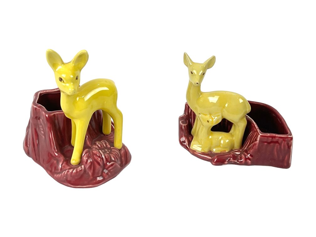 Shawnee Pottery Doe and Fawn Planter with a USA Deer Planter