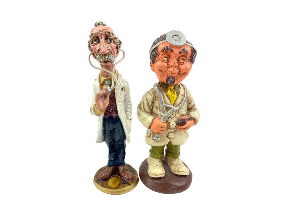 Two Vintage Hand Painted Physician Figurines