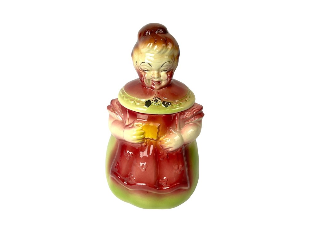 c1950 "Granny" Vintage American Bisque Ceramic Cookie Jar