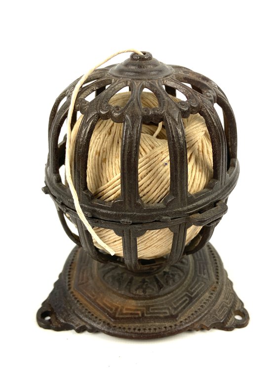 Antique Ball on Pedestal Style Cast Iron String / Twine Holder