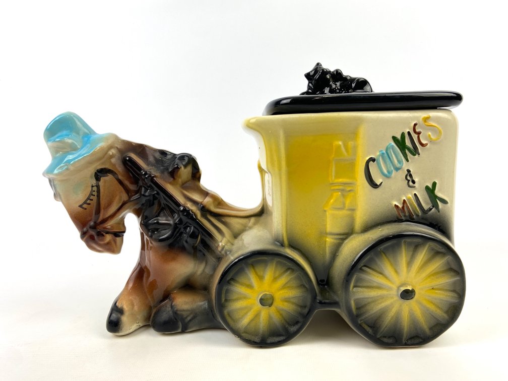 American Bisque Horse Drawn Milk Truck Cookie Jar