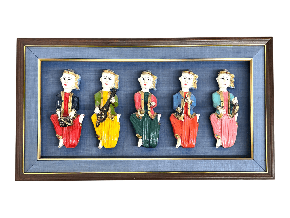 Framed Burmese Hand-Carved Wall Sculptures