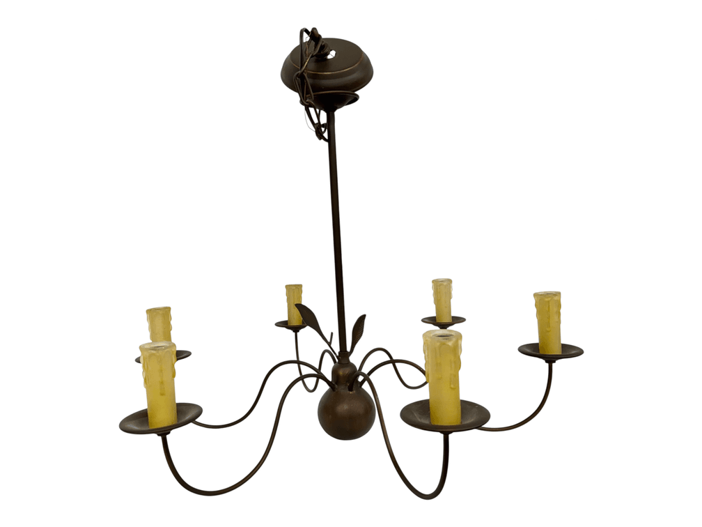 Six Arm Chandelier with Pear Accent