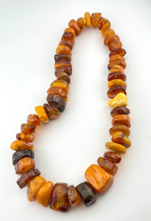Massive Natural Baltic Amber Graduated Nugget Bead Necklace