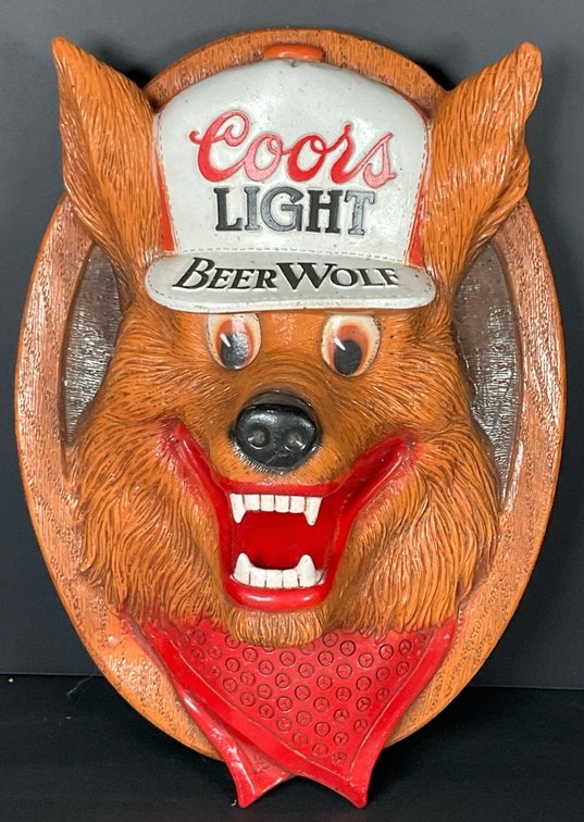 Retro 1987 Coors Light 3D Beer Wolf Pub Sign