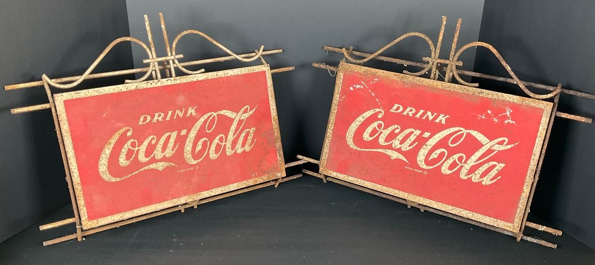 Pair of Vintage Drink Coca Cola Metal Signs