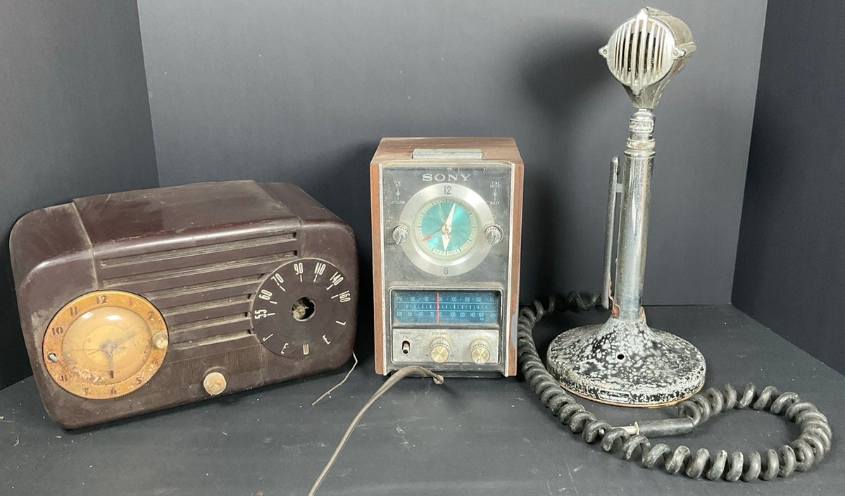 Vintage Sony Radio and Desk Top Microphone