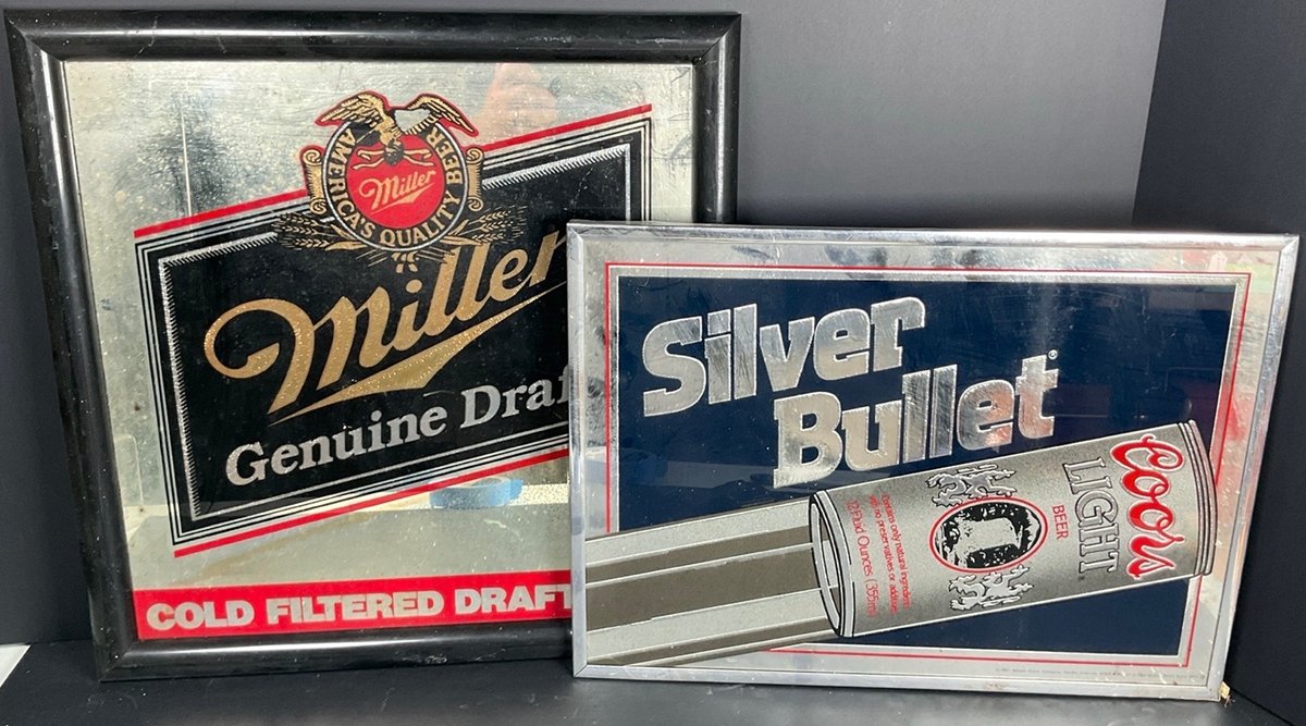 Miller Draft and Coors Light Silver Bullet Advertising Signs
