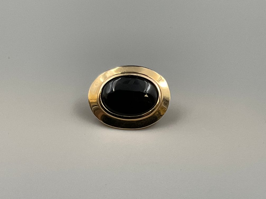 14K Gold Scarf Slide with Black Onyx Stone