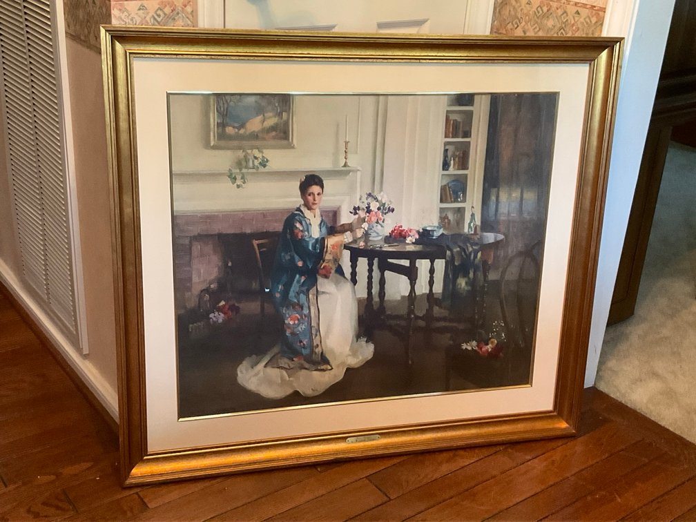 Vintage Framed Art Print "Blue Kimono" By Artist Margaret Pearson