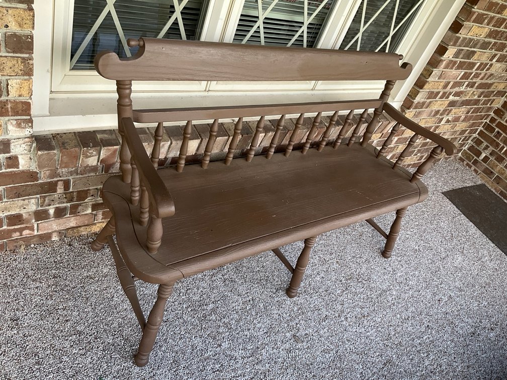 Brown Wooden Deacon Style Bench