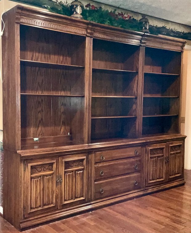 Vintage Ethan Allen Wooden Triple Library Bookcase