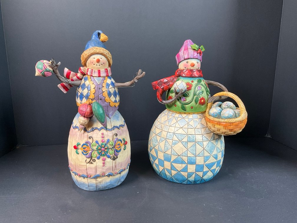 Vintage 2003 Heartwood Creek Jim Shore Winter's Traditions & 2006 Ready To Roll Snowman Figurines