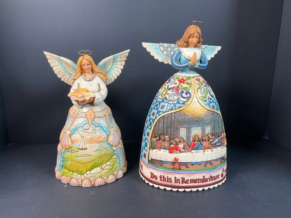 Vintage 2003 Heartwood Creek Jim Shore Safekeeper Of The Seas And Seashore & 2006 Do This In Remembrance Of Me Angel Figurines