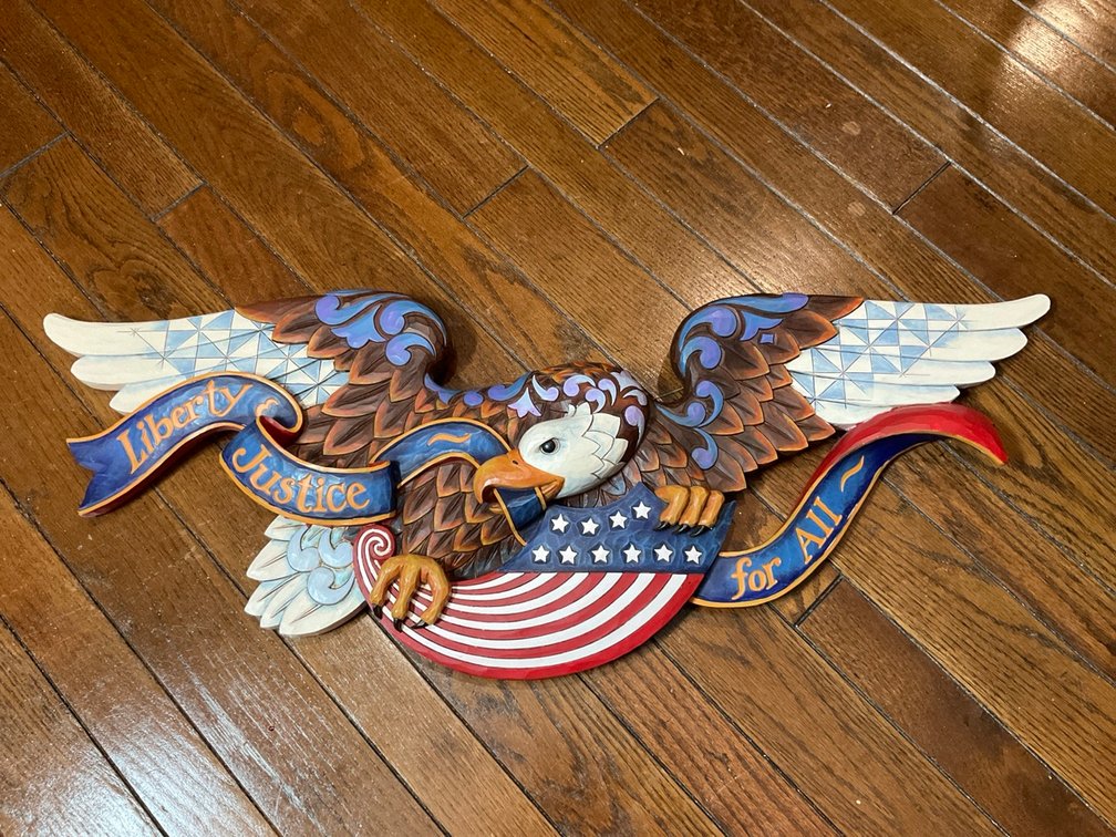 Jim Shore Heartwood Creek 2009 Liberty & Justice For All Patriotic Eagle Plaque