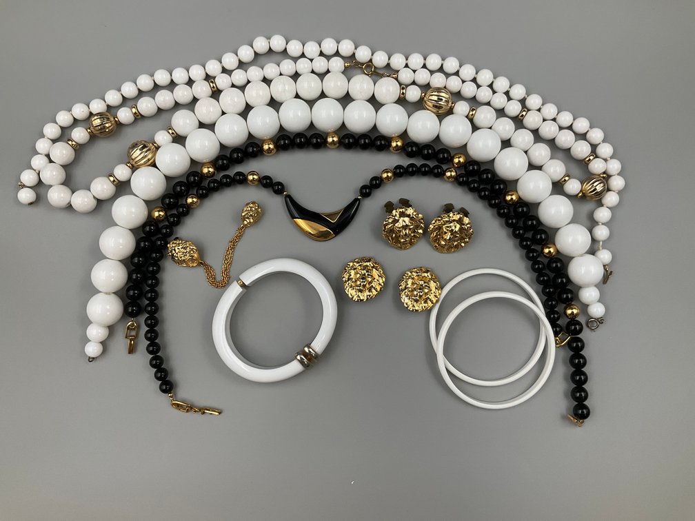 Black, White & Gold-tone Costume Jewelry