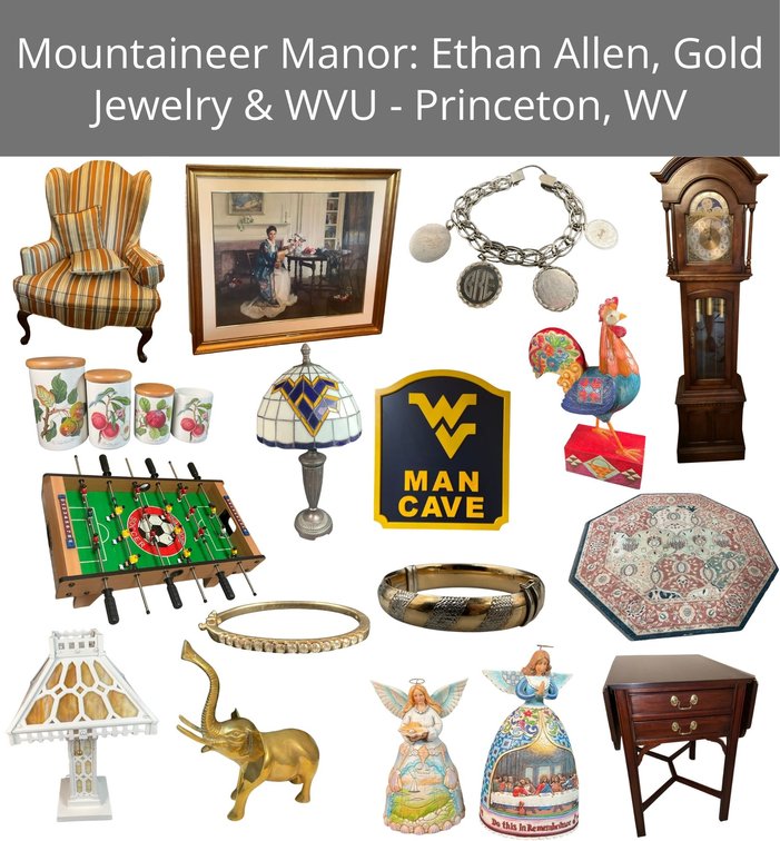 Image for ENT 415 - Mountaineer Manor: Ethan Allen, Gold Jewelry & WVU Collectibles