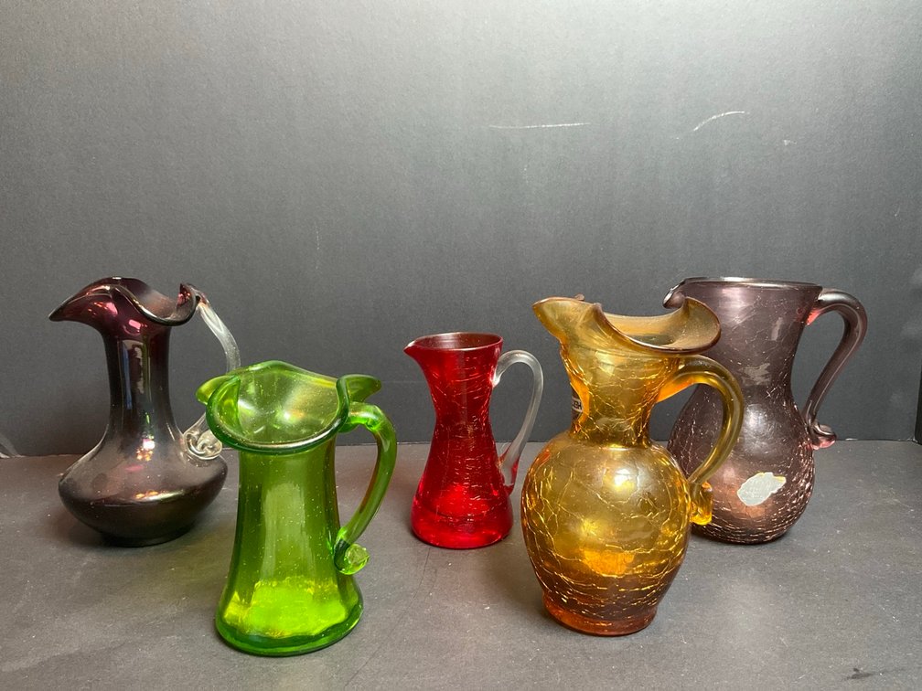 Blown Glass Multi-Colored Miniature Pitchers