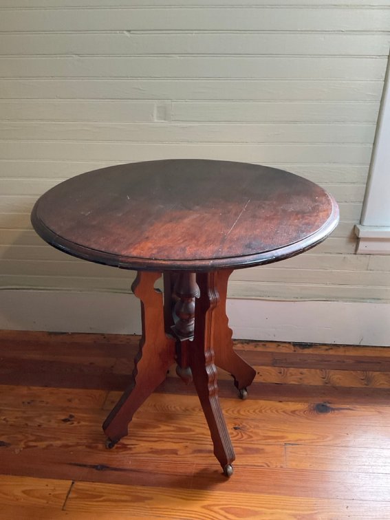 Eastlake Style Walnut Parlor Table With Ornate Carved Legs