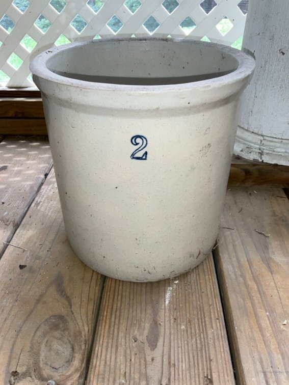 Vintage 2 Gallon Salt Glaze Stoneware Crock