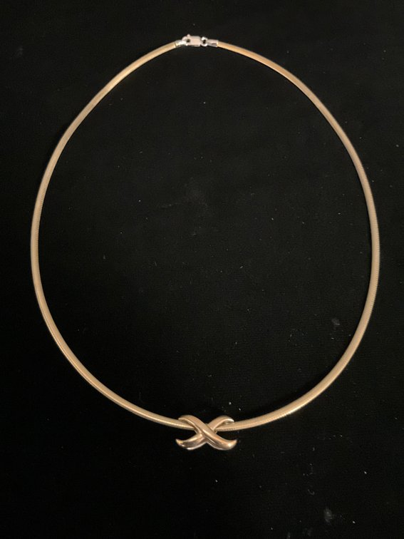10K Gold Omega Chain with X Pendant