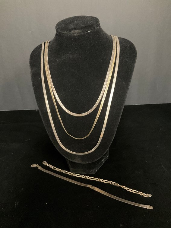 Five Sterling Silver Chains