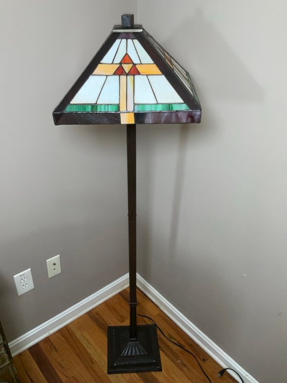 Mission Arts and Crafts Style Stained Glass Floor Lamp