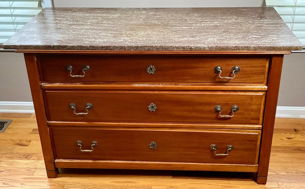 French Louis XVI Style Marble Top Commode Chest