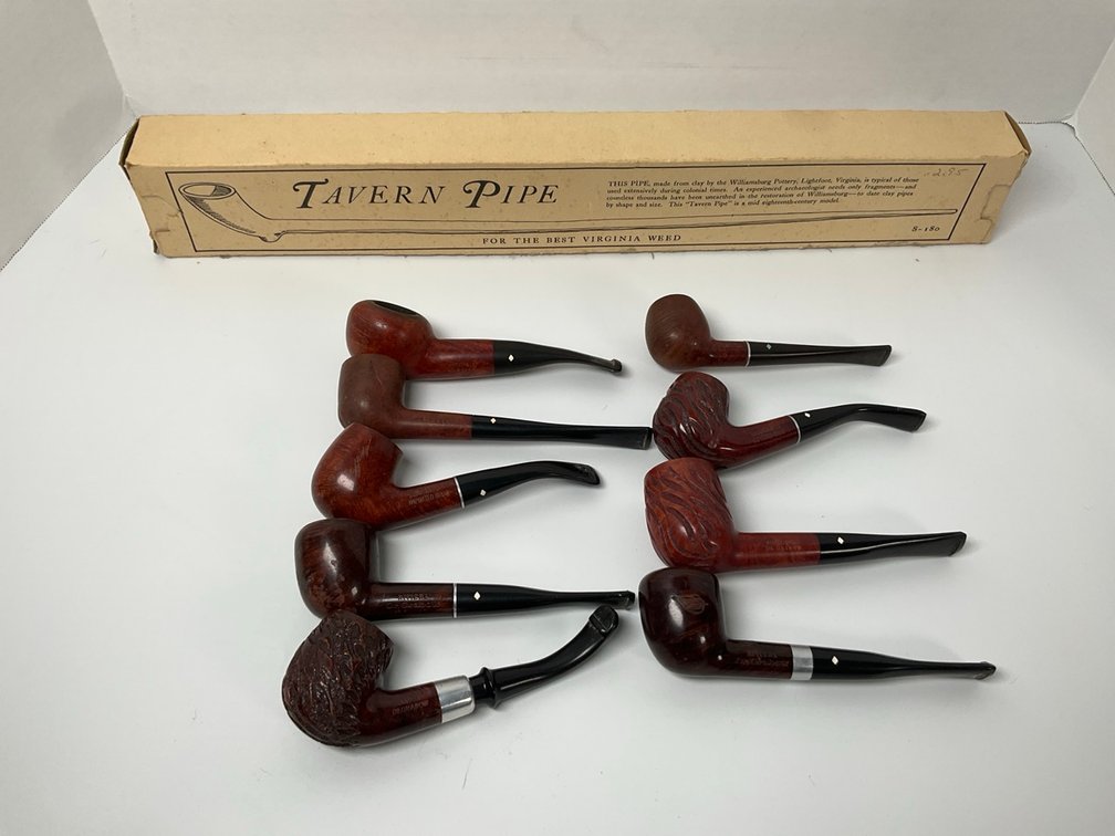 Dr. Grabow Briar Smoking Pipes Lot with Williamsburg Clay Tavern Pipe