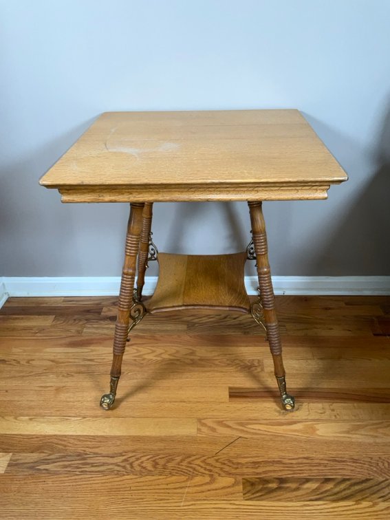 Victorian Tiger Oak Parlor Table With Ball Claw Feet
