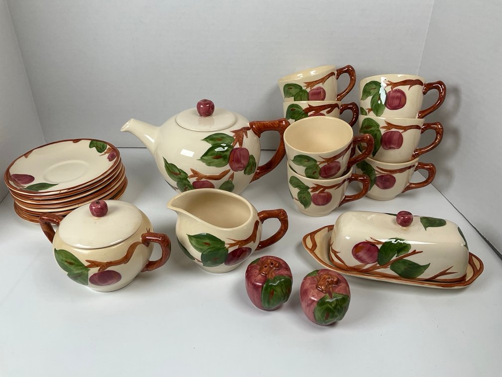 Vintage English Ceramic Tea Service with Apple Motif Tableware