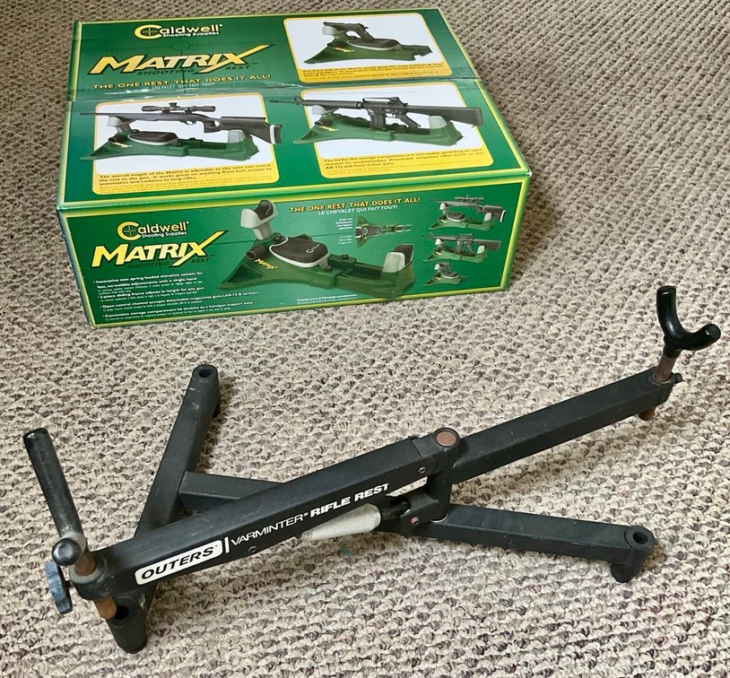 Outers Varminter Rifle Rest with Caldwell Matrix Shooting Rest In Box