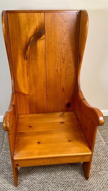 Rustic Pine Lambing Chair Single Wingback Fireside Settle