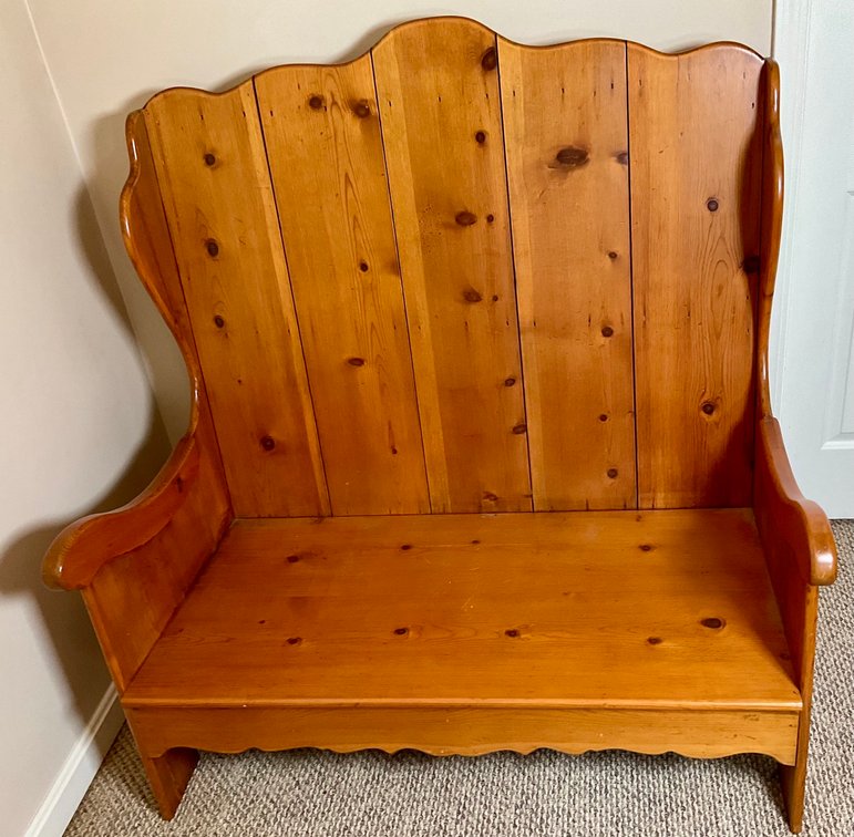 High Back Pine Settle Bench Fireside Pub Seat
