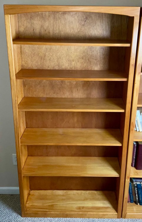 Solid Pine Transitional Six Shelf Standard Tall Bookcase