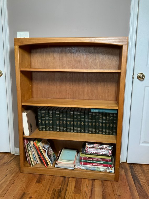 Mid Century Modern Solid Wood Four Tier Bookcase Display Shelving Unit