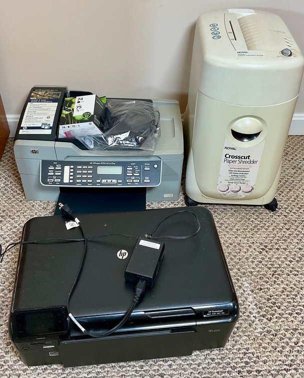 HP All In One Printers With Royal Crosscut Paper Shredder Office Lot